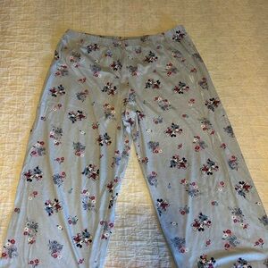 Light Blue Disney Mickey & Minnie Pajama Pants - Floral Print XL